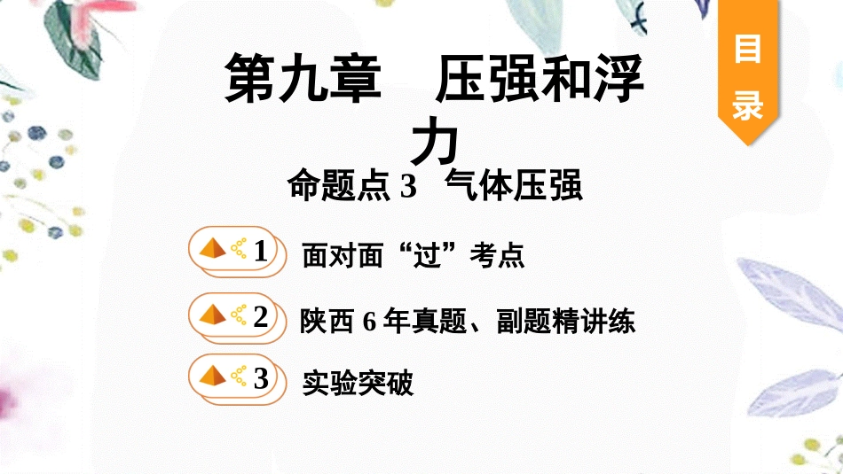 陕西省2023学年年中考物理一轮复习基醇点一遍过第十章压强和浮力命题点3气体压强课件2.pptx_第1页