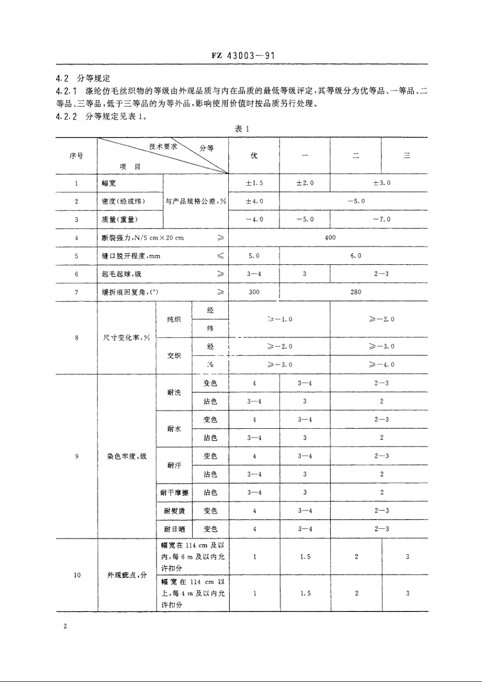 涤纶仿毛丝织物 FZ 43003-1991.pdf_第3页