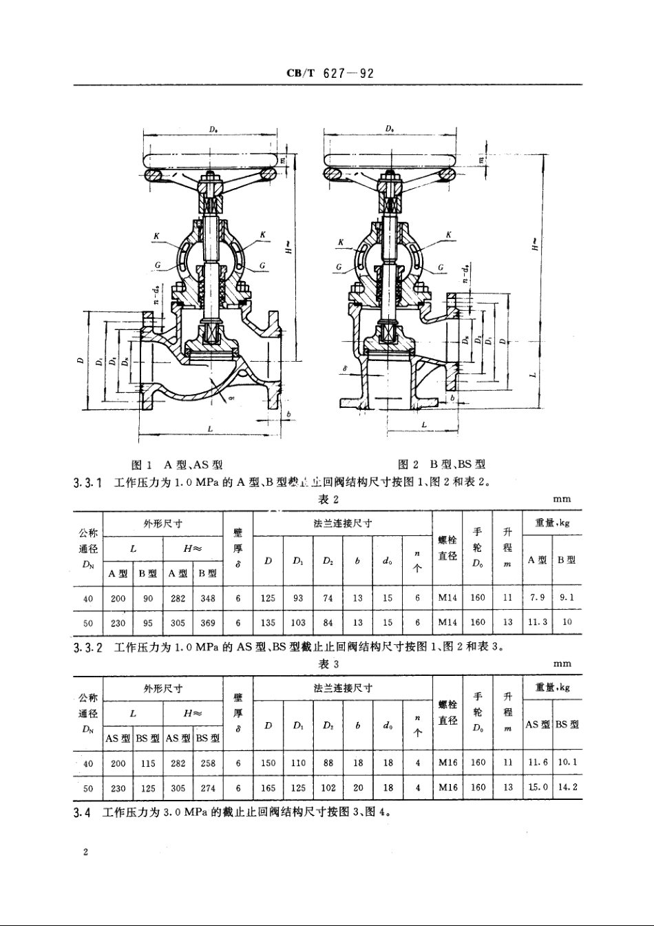 撞击式法兰铸钢截止止回阀 CBT 627-1992.pdf_第3页