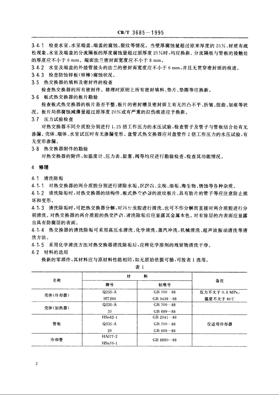 船用热交换器修理技术要求 CBT 3685-1995.pdf_第3页