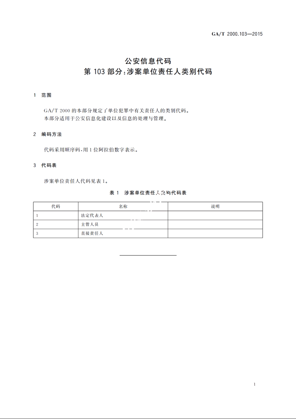 公安信息代码　第103部分：涉案单位责任人类别代码 GAT 2000.103-2015.pdf_第3页