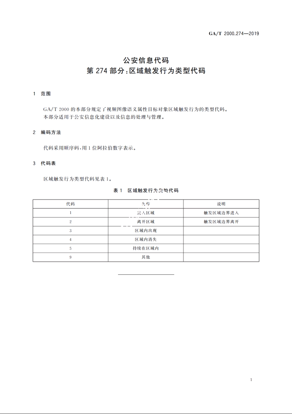 公安信息代码　第274部分：区域触发行为类型代码 GAT 2000.274-2019.pdf_第3页