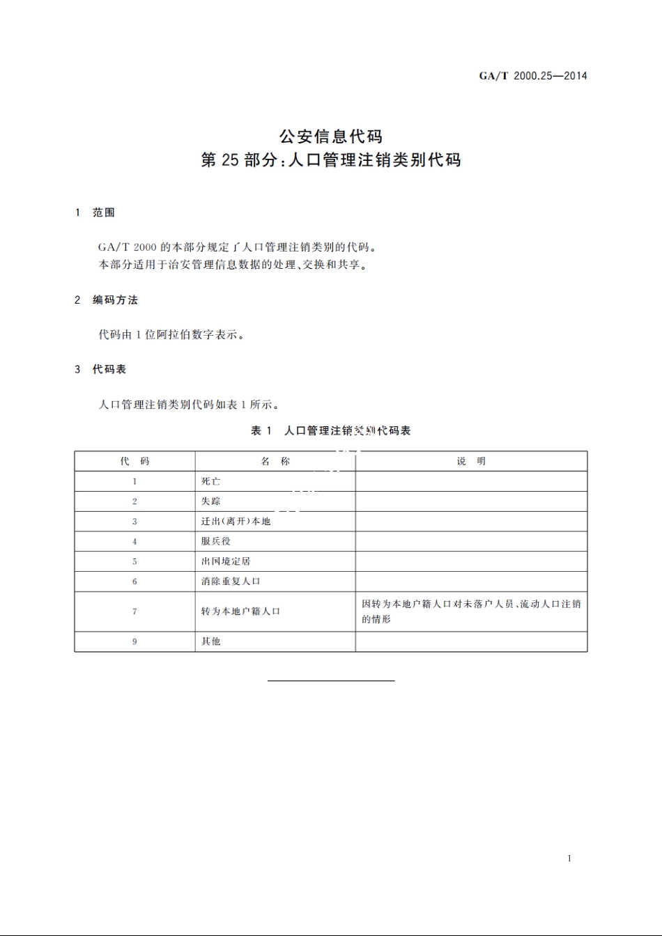 公安信息代码　第25部分：人口管理注销类别代码 GAT 2000.25-2014.pdf_第3页