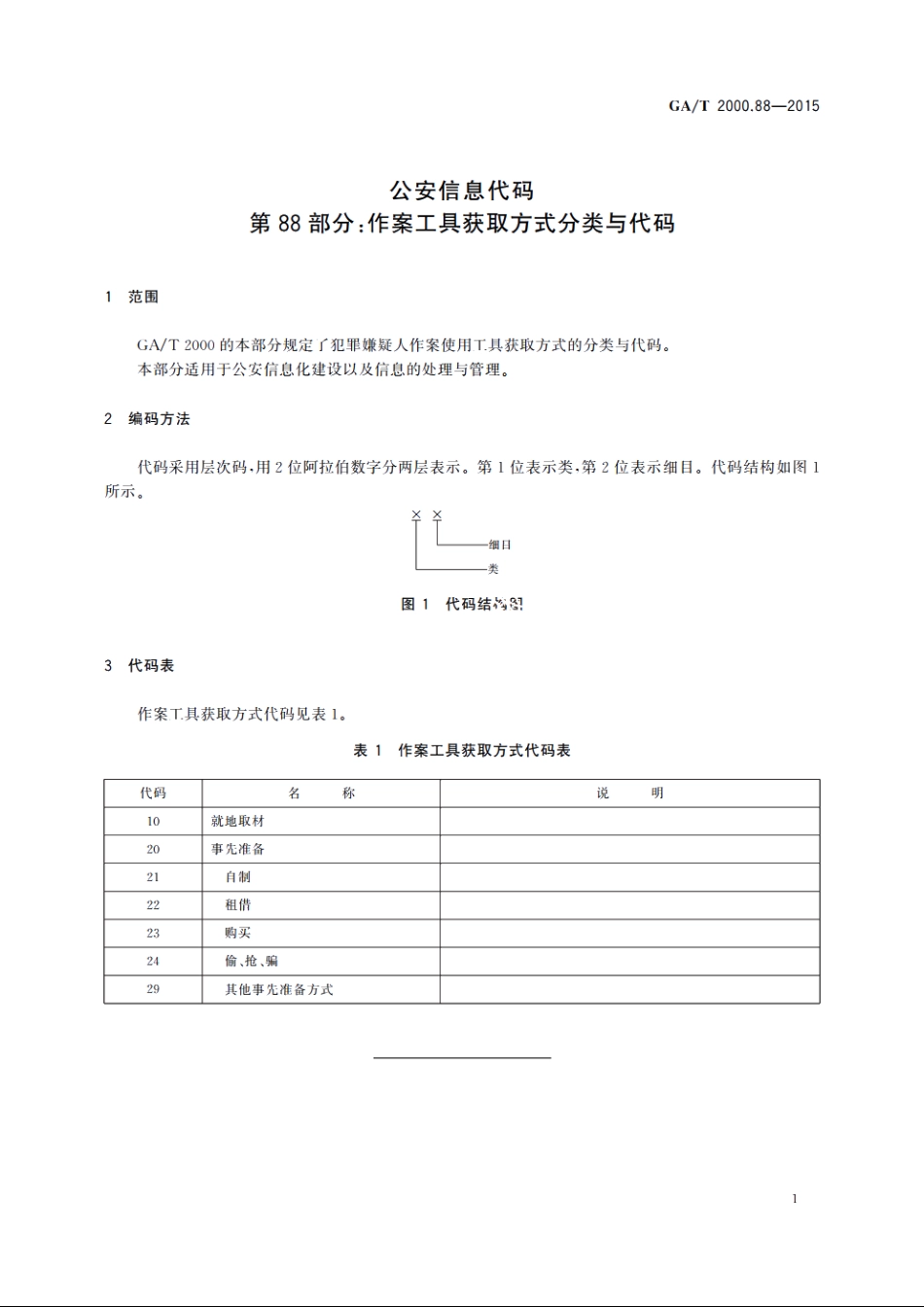 公安信息代码　第88部分：作案工具获取方式分类与代码 GAT 2000.88-2015.pdf_第3页