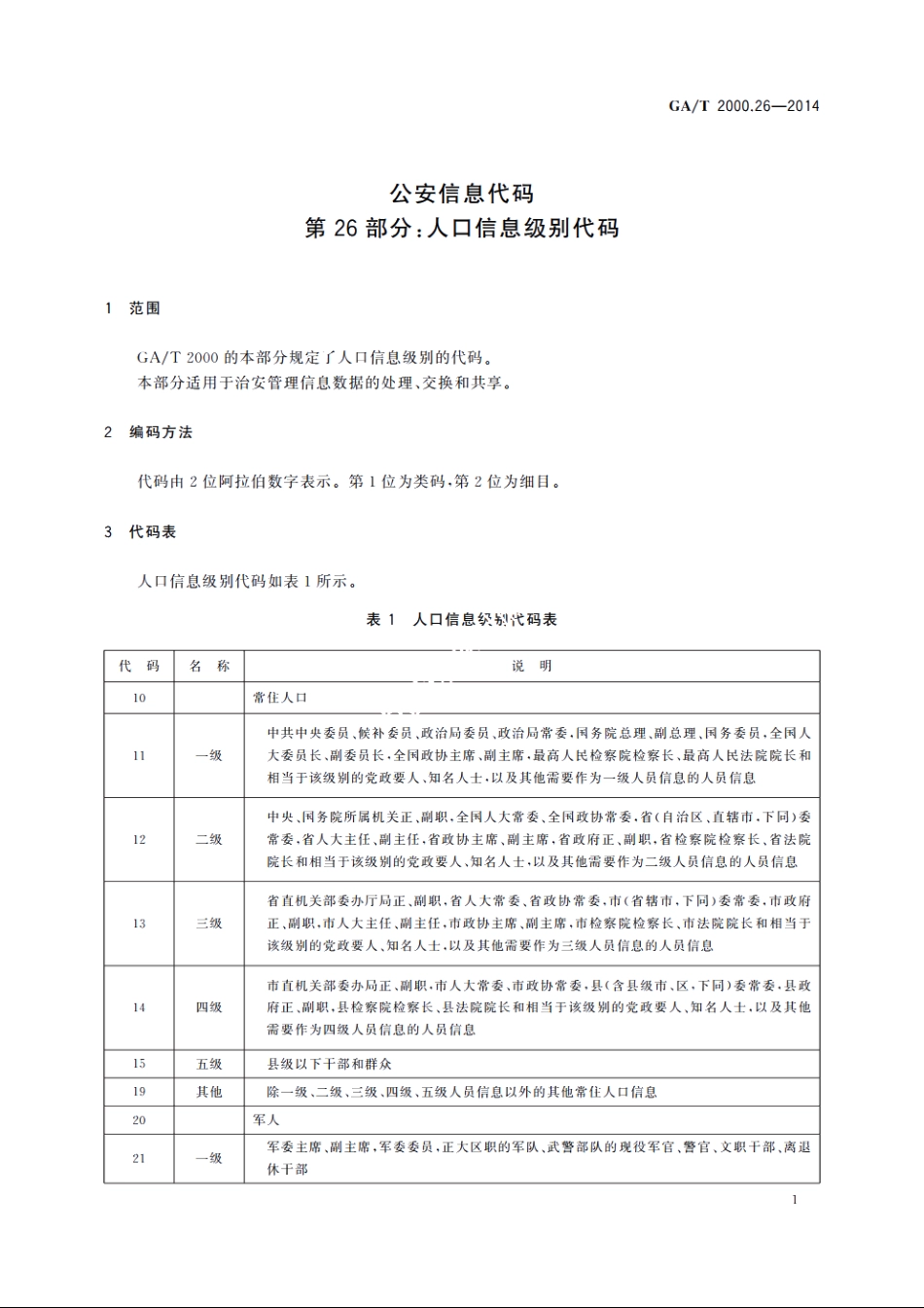 公安信息代码　第26部分：人口信息级别代码 GAT 2000.26-2014.pdf_第3页