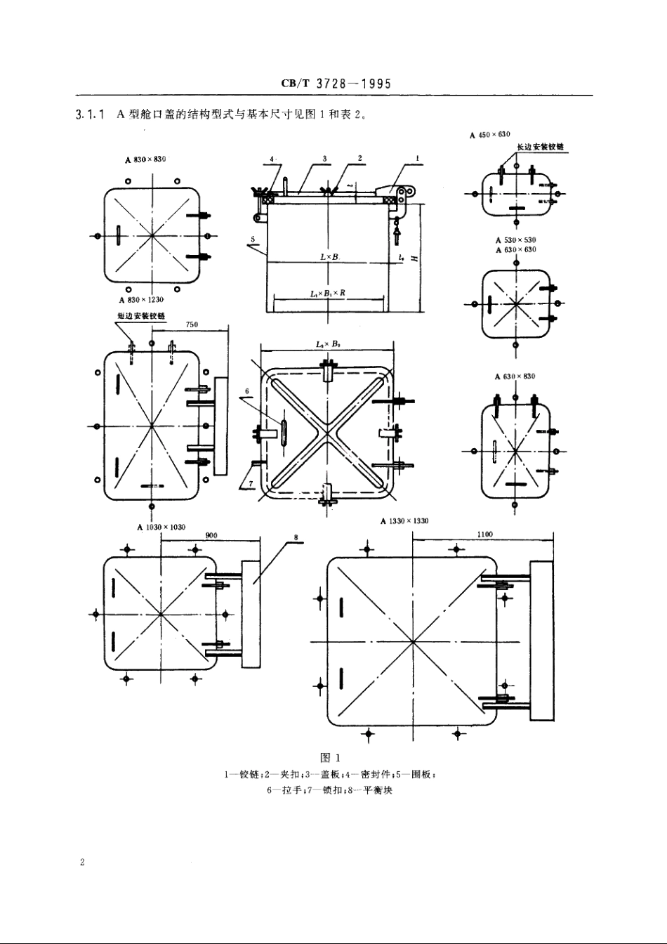 钢质小型舱口盖 CBT 3728-1995.pdf_第3页