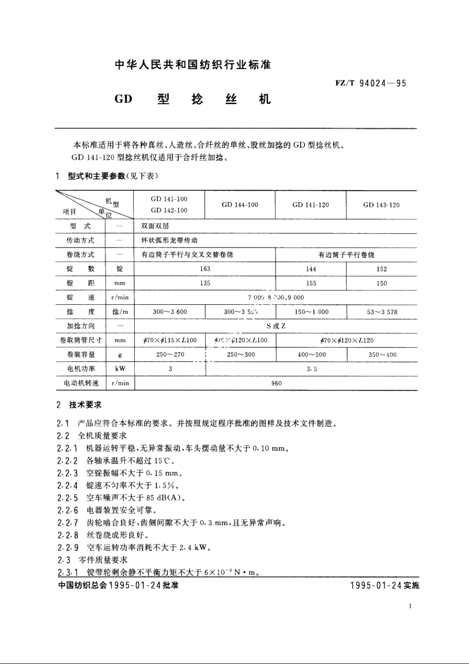 GD型捻丝机 FZT 94024-1995.pdf_第2页