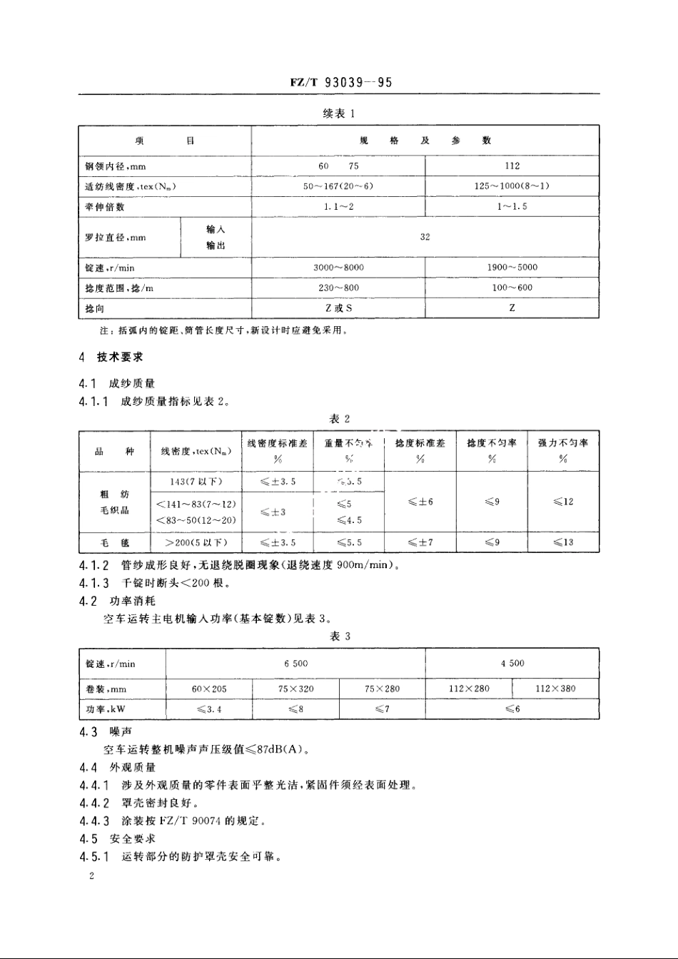 粗梳毛纺环锭细纱机 FZT 93039-1995.pdf_第3页