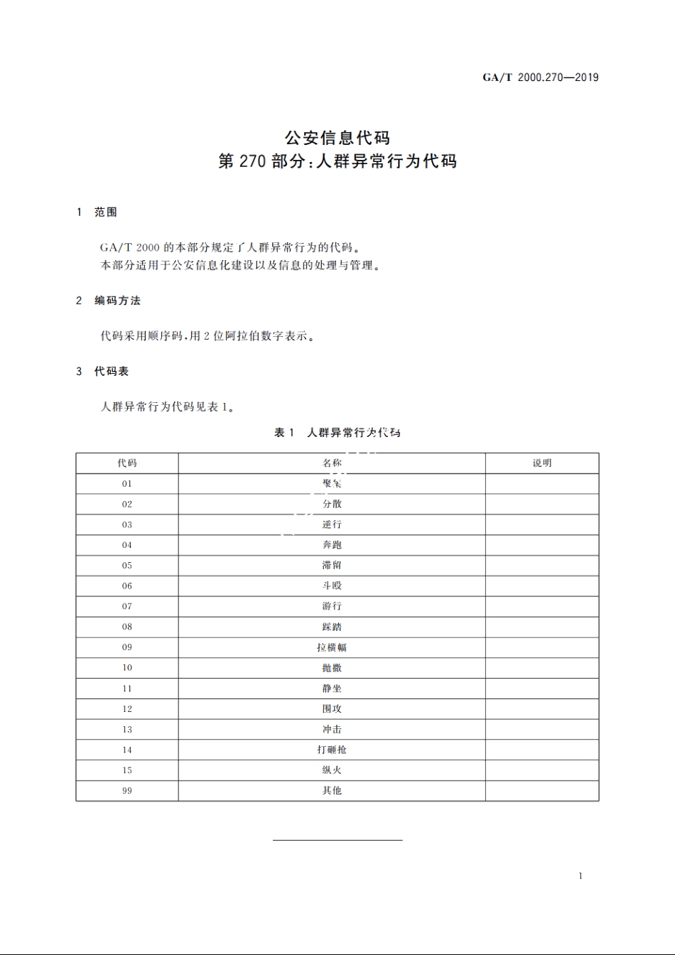 公安信息代码　第270部分：人群异常行为代码 GAT 2000.270-2019.pdf_第3页