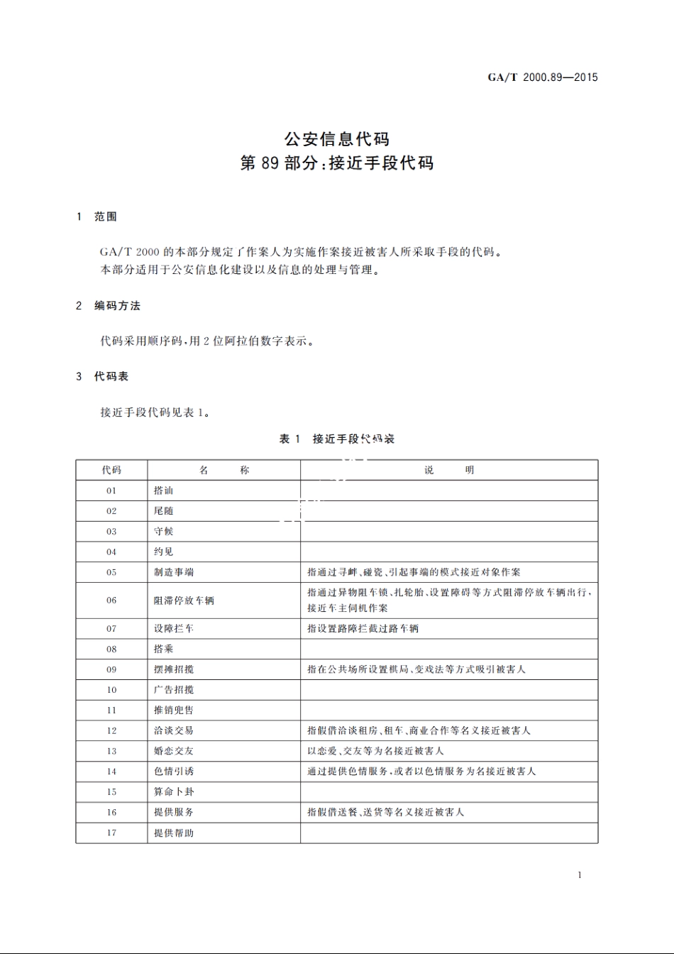 公安信息代码　第89部分：接近手段代码 GAT 2000.89-2015.pdf_第3页