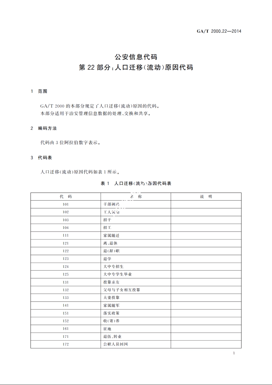 公安信息代码　第22部分：人口迁移(流动)原因代码 GAT 2000.22-2014.pdf_第3页