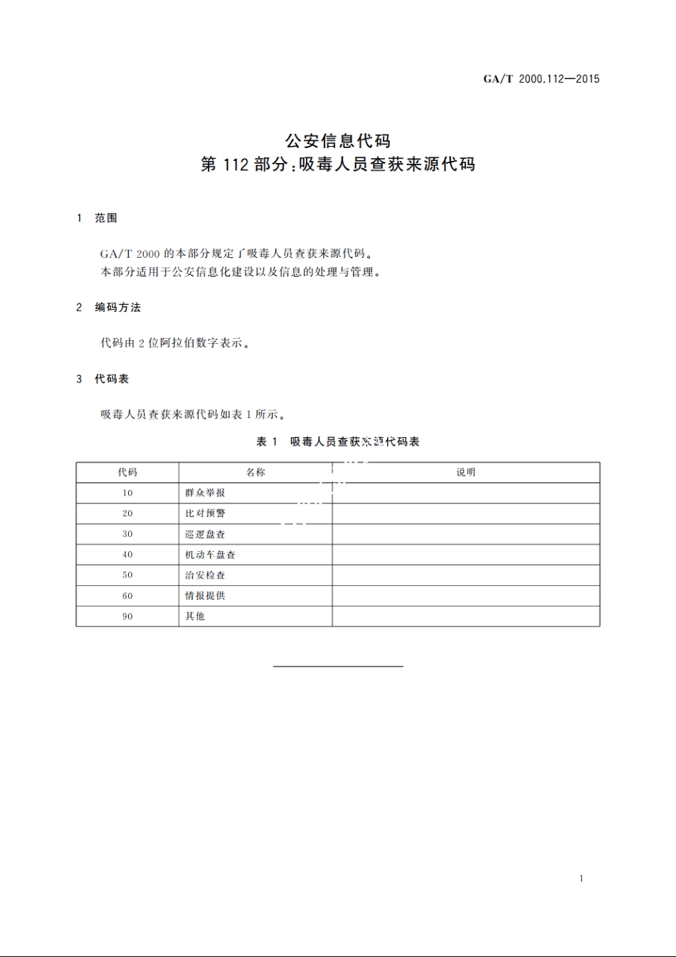 公安信息代码　第112部分：吸毒人员查获来源代码 GAT 2000.112-2015.pdf_第3页