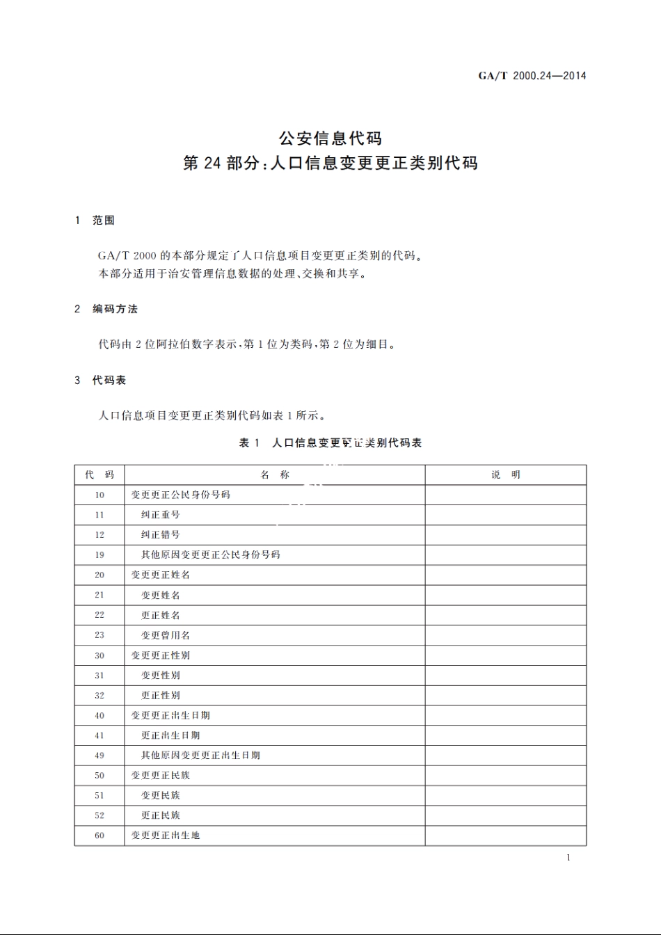 公安信息代码　第24部分：人口信息变更更正类别代码 GAT 2000.24-2014.pdf_第3页