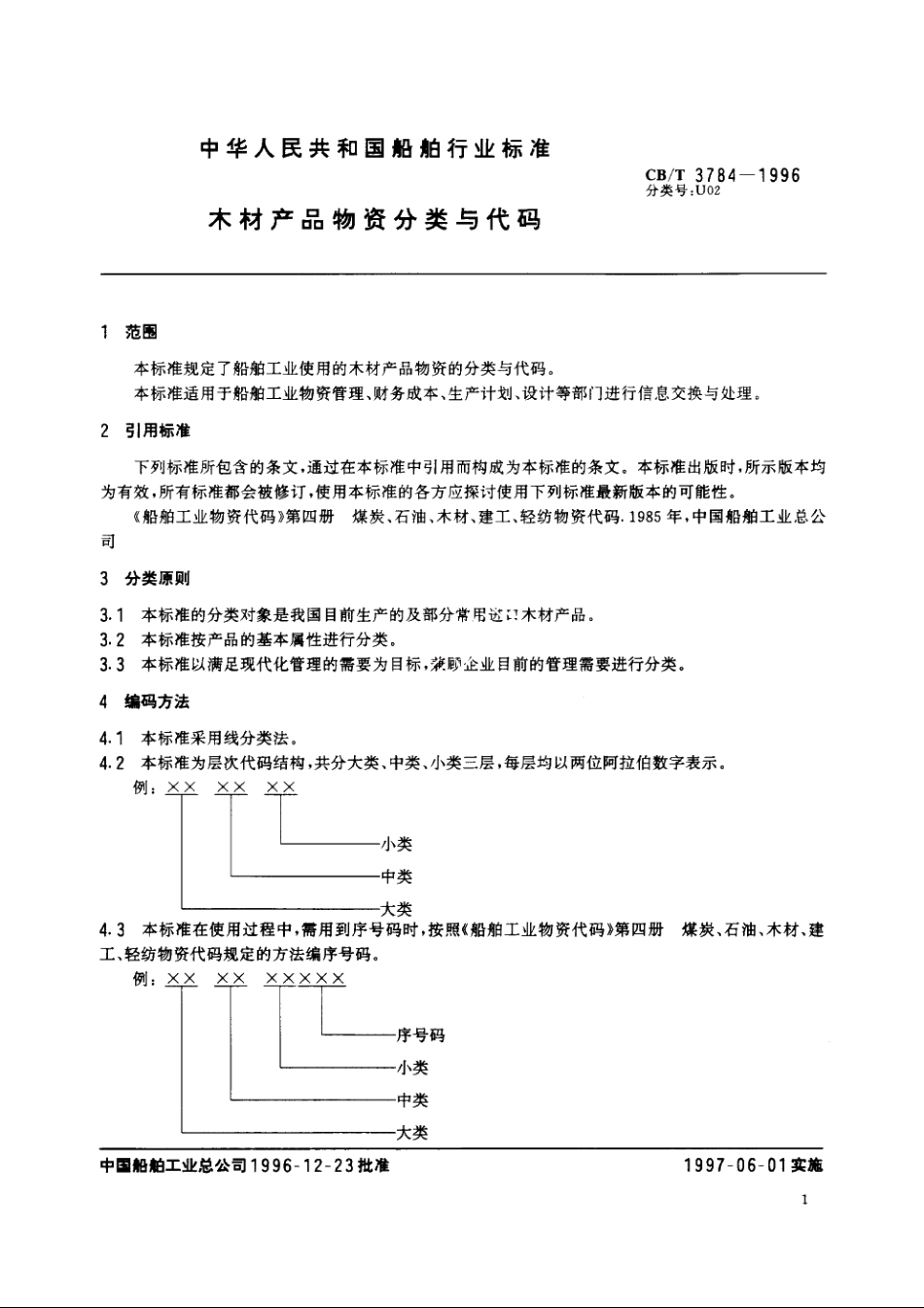 木材产品物资分类与代码 CBT 3784-1996.pdf_第3页