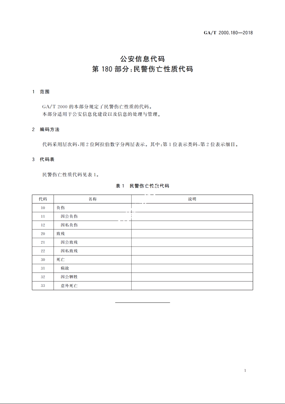 公安信息代码　第180部分：民警伤亡性质代码 GAT 2000.180-2018.pdf_第3页