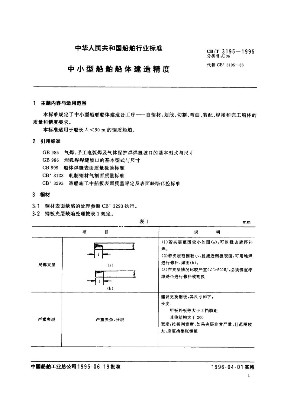 中小型船舶船体建造精度 CBT 3195-1995.pdf_第2页