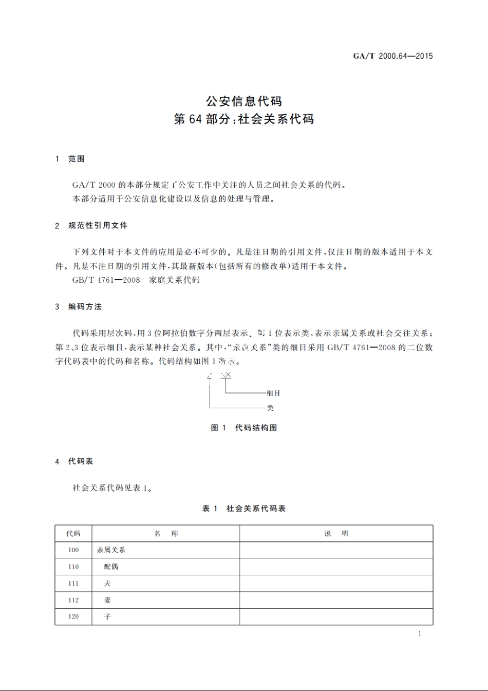 公安信息代码　第64部分：社会关系代码 GAT 2000.64-2015.pdf_第3页