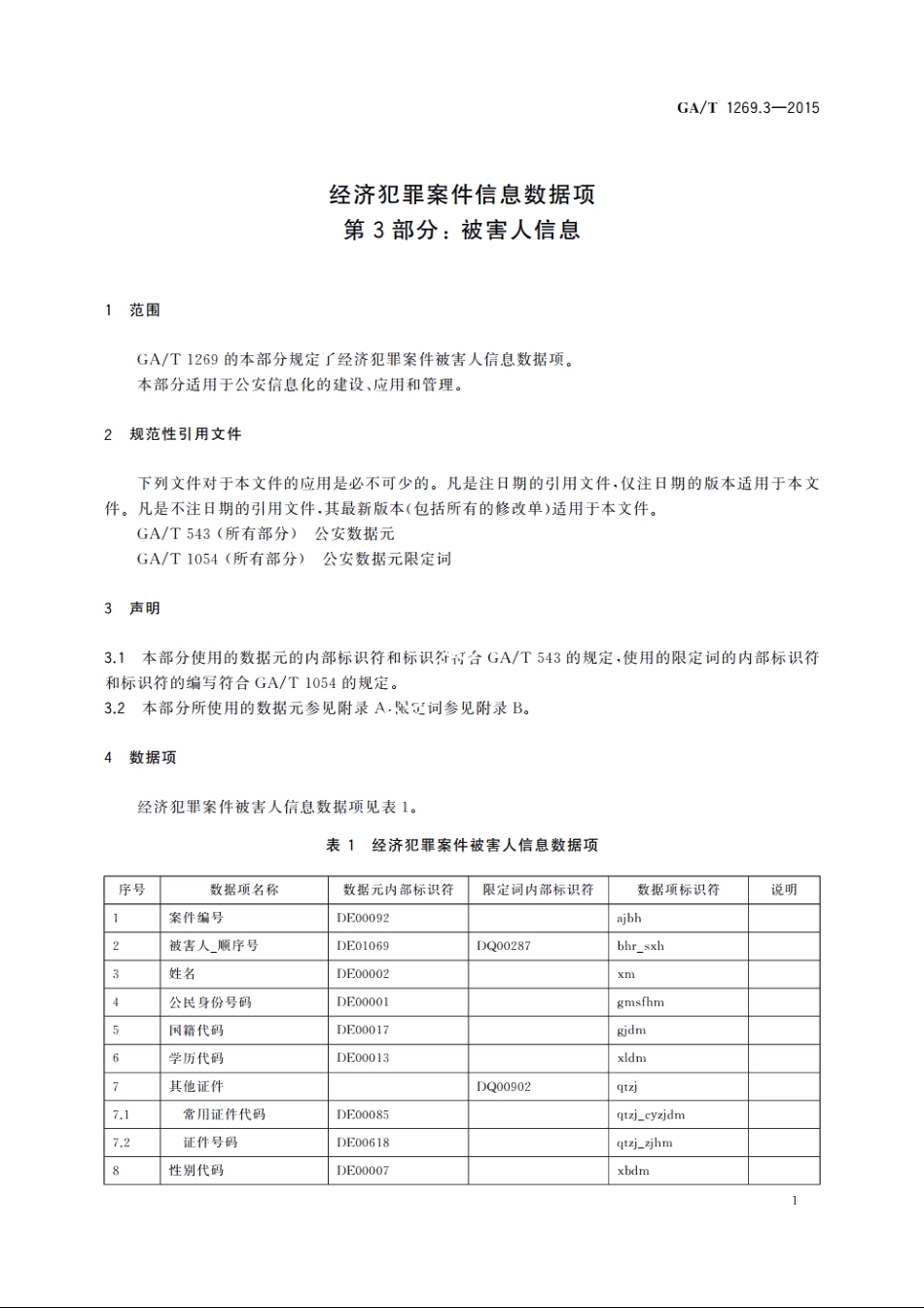 经济犯罪案件信息数据项　第3部分：被害人信息 GAT 1269.3-2015.pdf_第3页