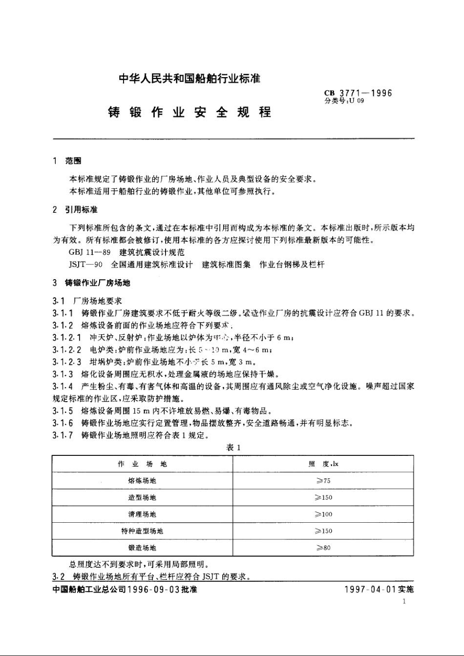 铸锻作业安全规程 CB 3771-1996.pdf_第3页