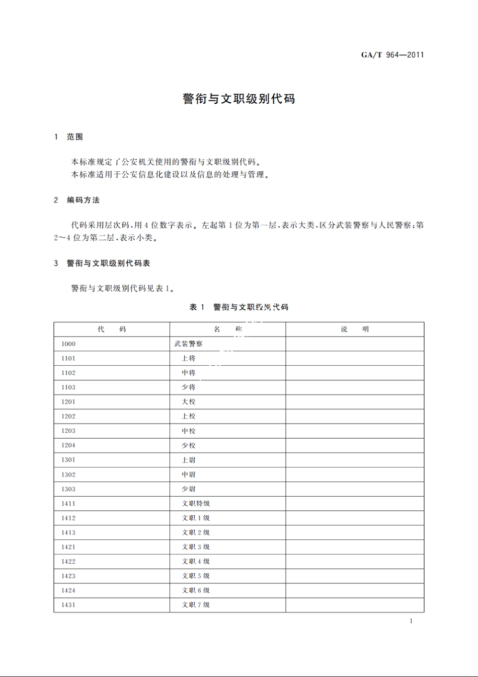 警衔与文职级别代码 GAT 964-2011.pdf_第3页