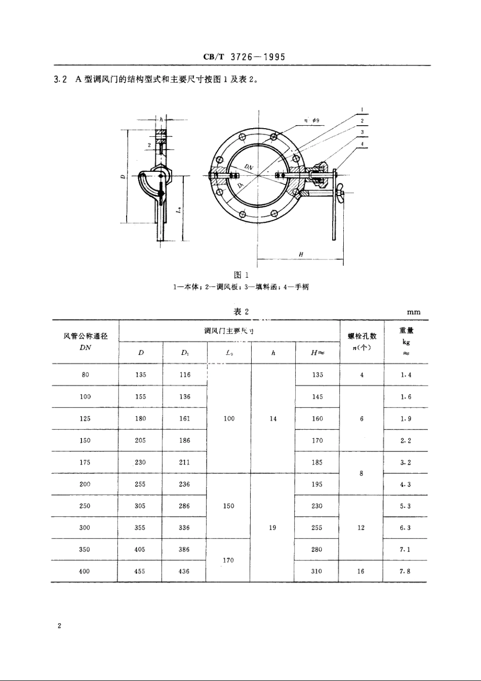 风管调风门 CBT 3726-1995.pdf_第3页
