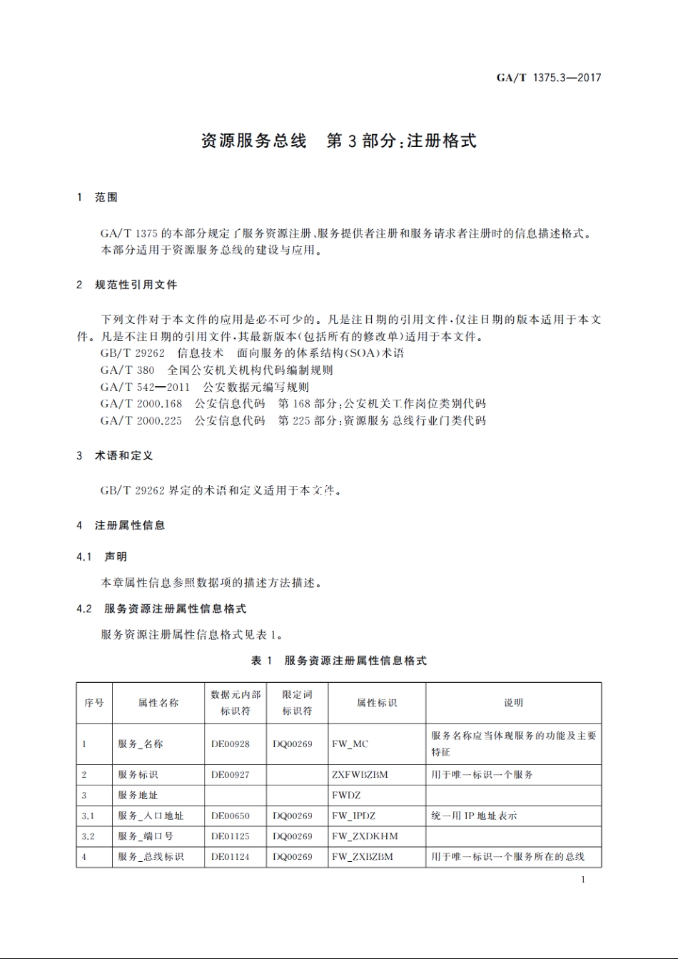 资源服务总线　第3部分：注册格式 GAT 1375.3-2017.pdf_第3页