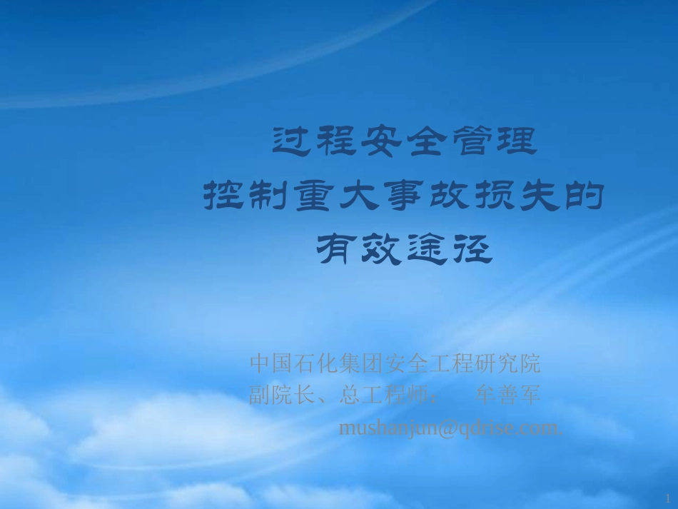 [精选]控制重大事故损失的有效途径.pptx_第1页