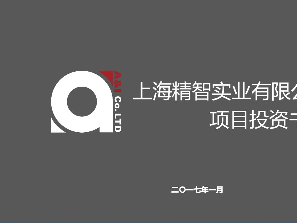 [精选]精智实业有限公司投资建议书培训资料.pptx_第1页