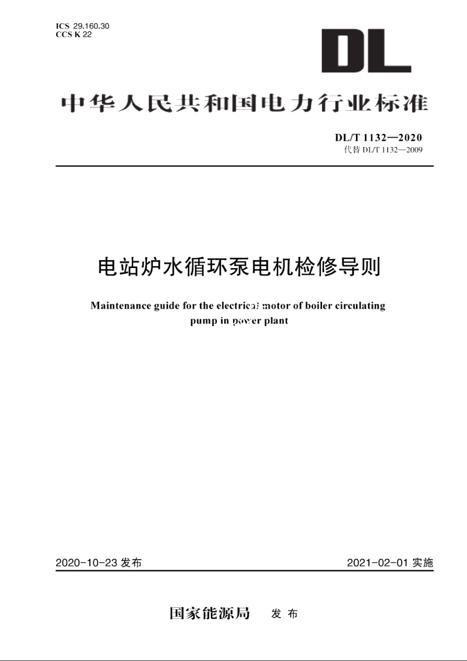 电站炉水循环泵电机检修导则 DLT 1132-2020.pdf_第1页