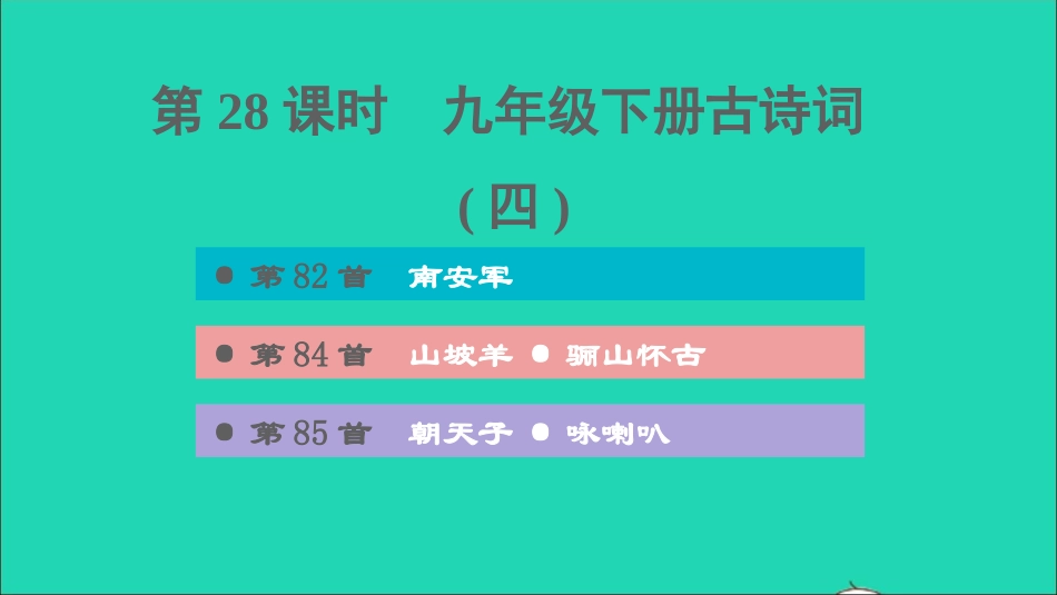 中考语文第28课时九下古诗词(四)课后练本课件20210916159.ppt_第1页