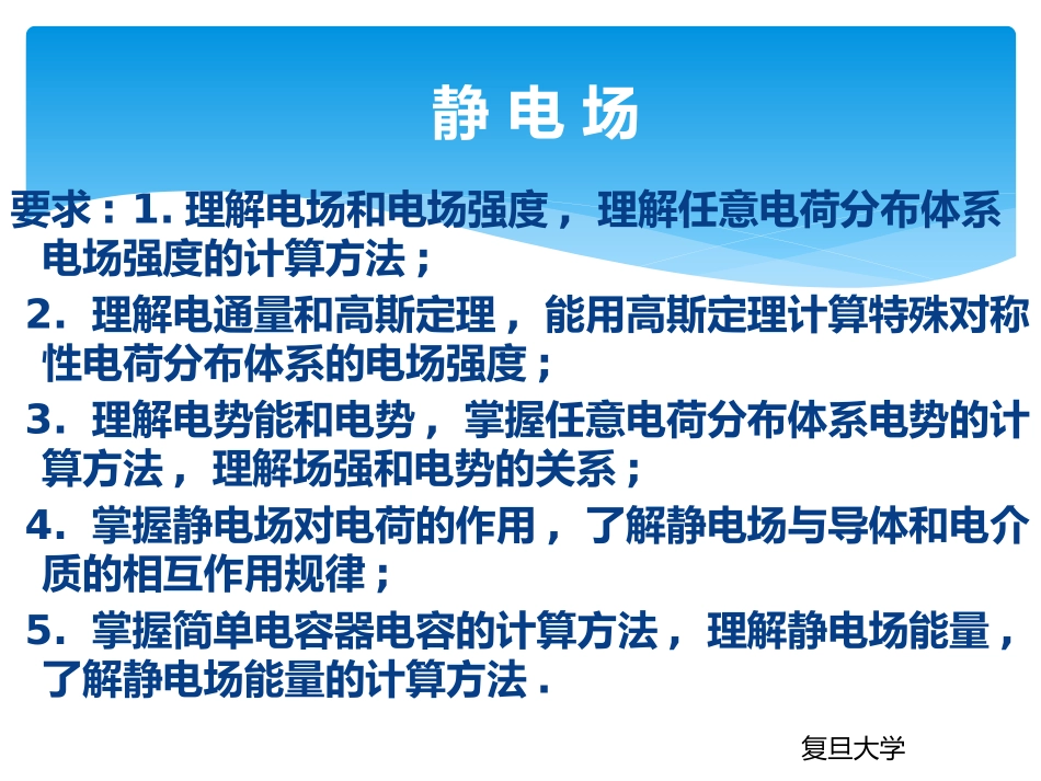 复旦大学《大学物理3》课件-静电场.pptx_第1页