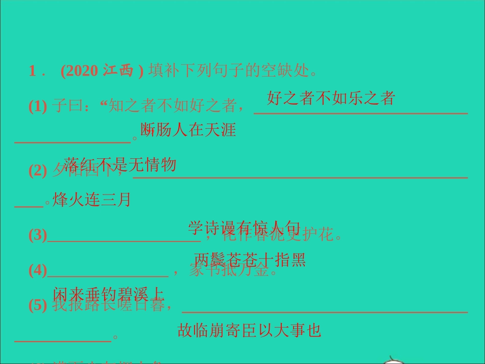 江西专版中考语文第二部分古诗文阅读与积累专题三古诗文积累课件.ppt_第3页