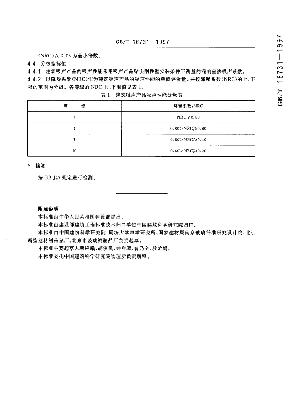 建筑吸声产品的吸声性能分级 GBT 16731-1997.pdf_第3页