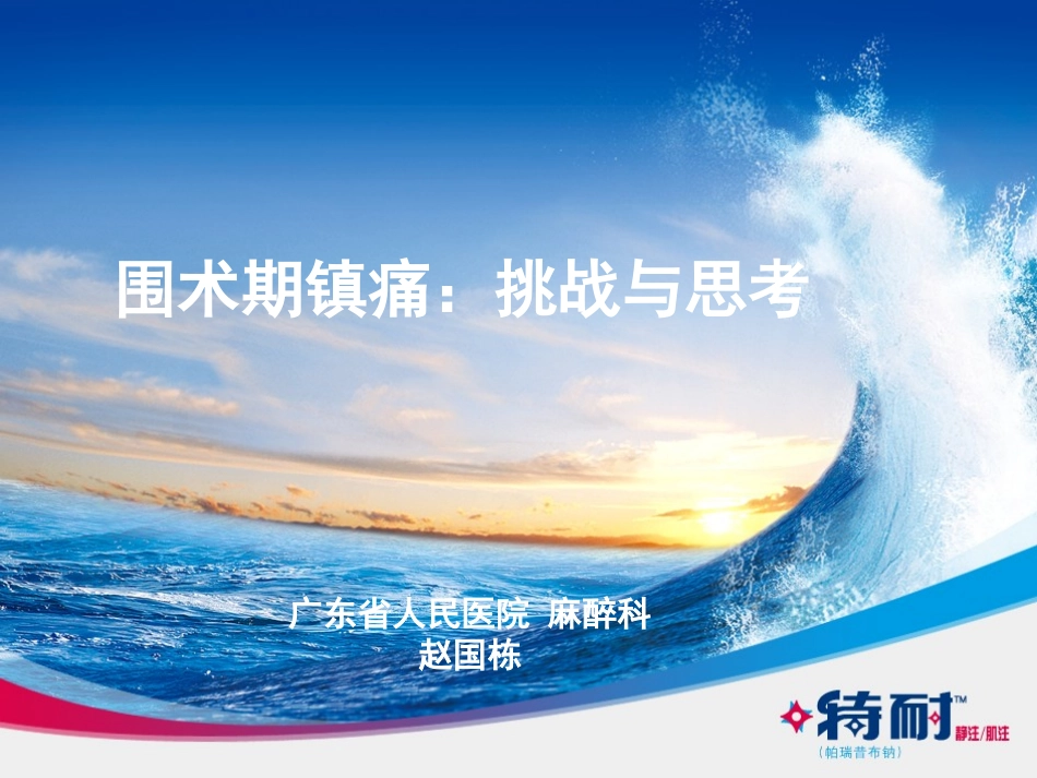 围术期镇痛：挑战与思考-赵国栋.ppt_第1页