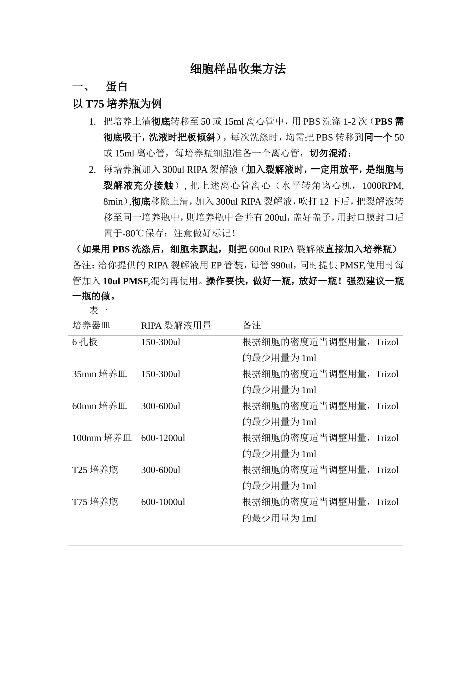 细胞样品收集注意事项.doc_第1页