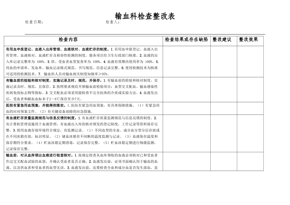 输血科检查整改表.doc_第1页