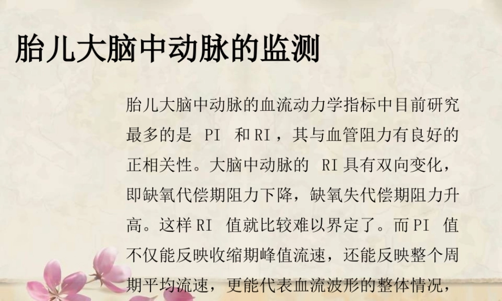 胎儿大脑中动脉的监测.ppt