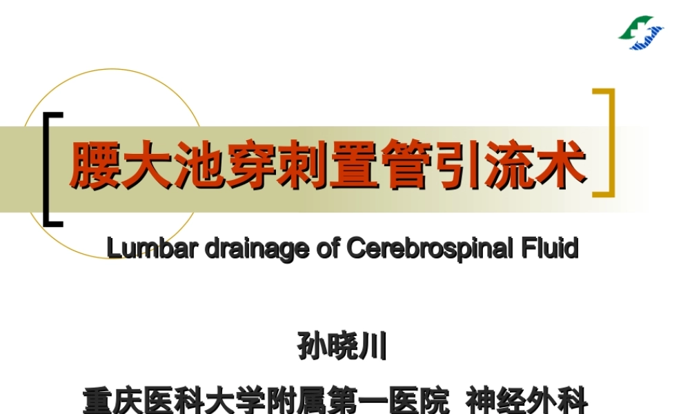 腰大池穿刺置管引流术.ppt
