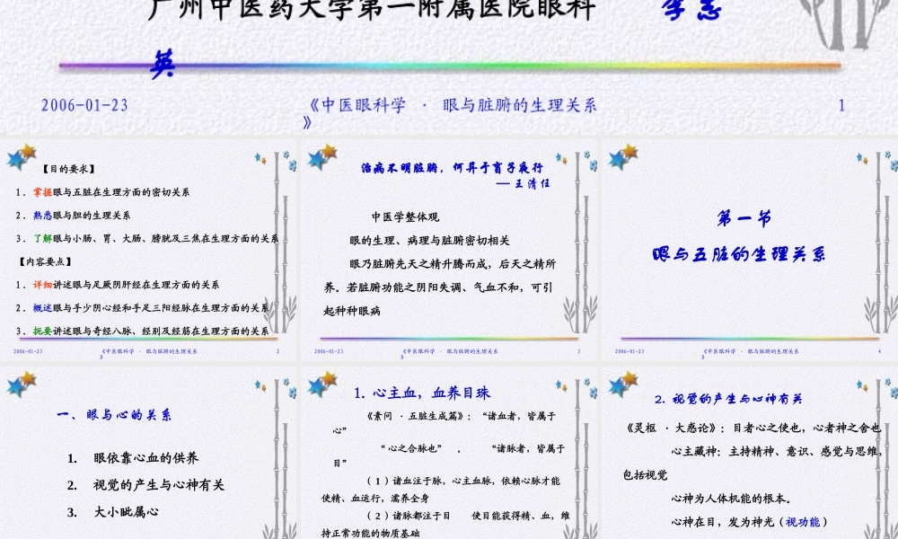 眼与脏腑经络的关系.ppt