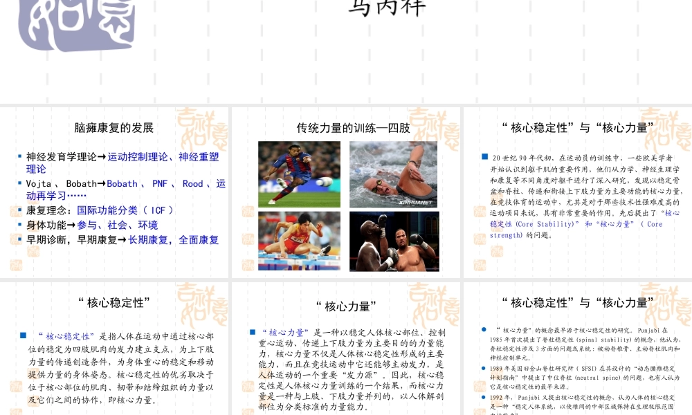 核心稳定性与脑瘫儿童康复训练.ppt