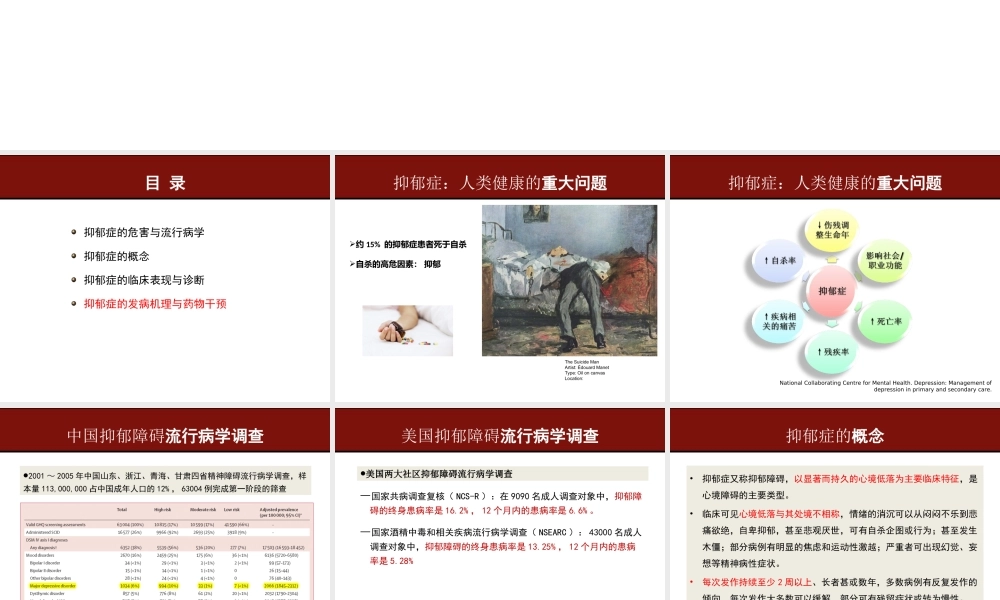 抑郁症的发病机制与干预策略.ppt