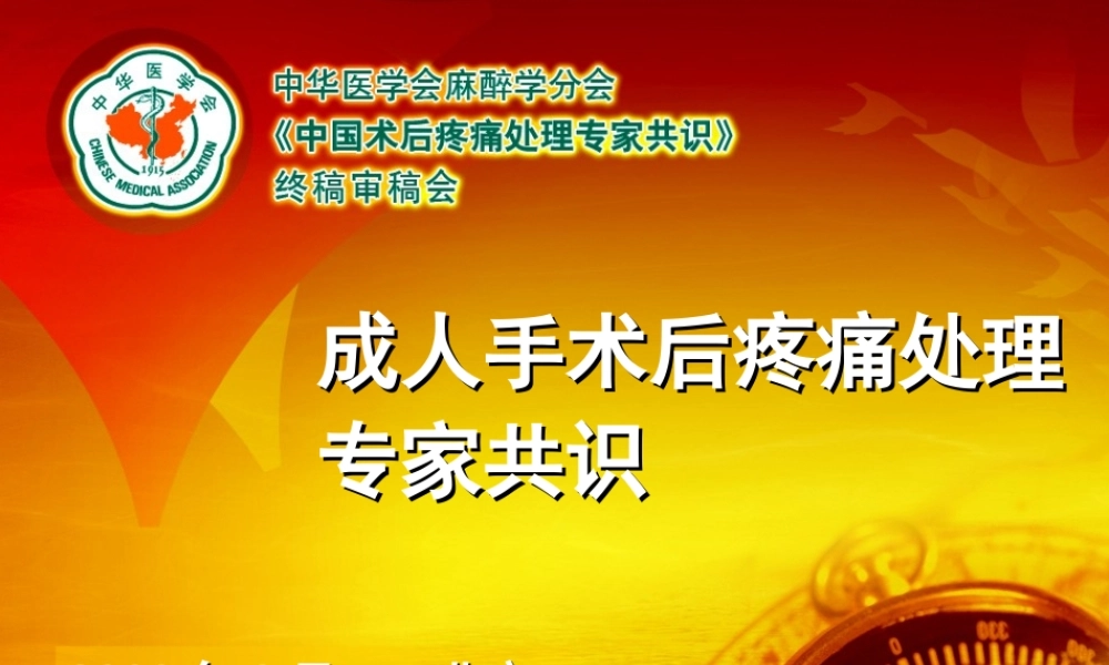 术后疼痛专家共识.ppt