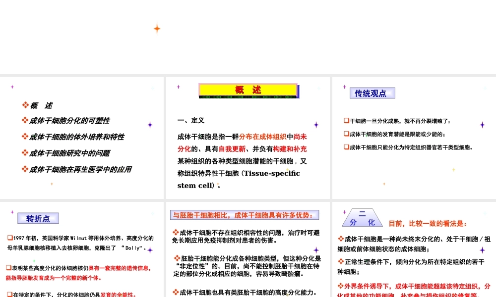干细胞-成体干细胞.ppt