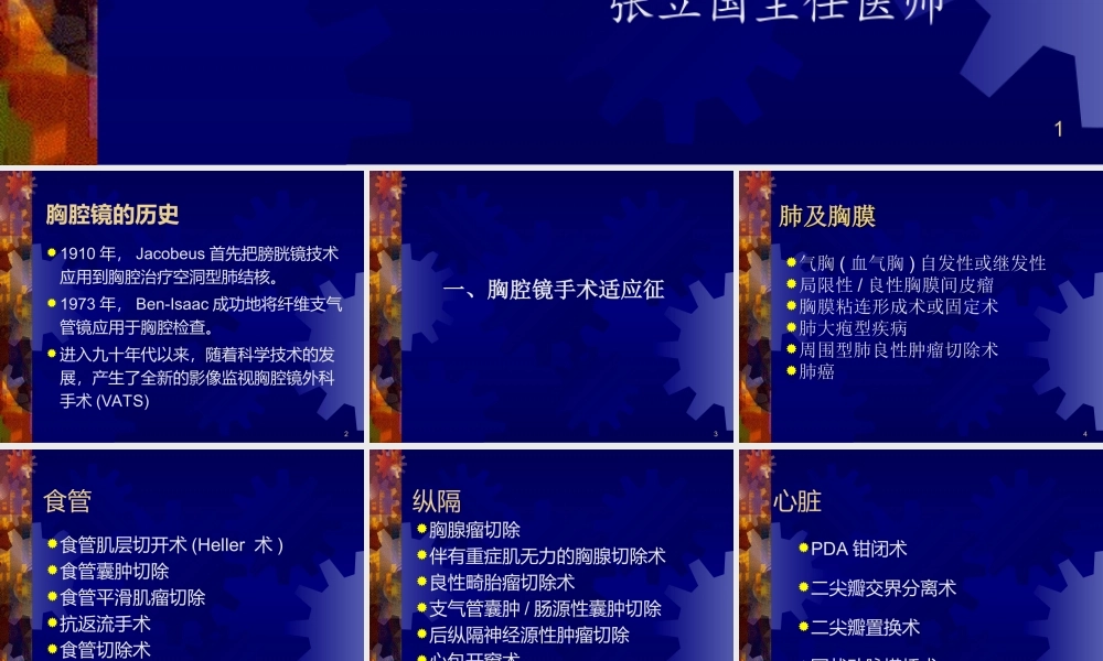 张立国-胸腔镜在胸外科的应用ppt.ppt