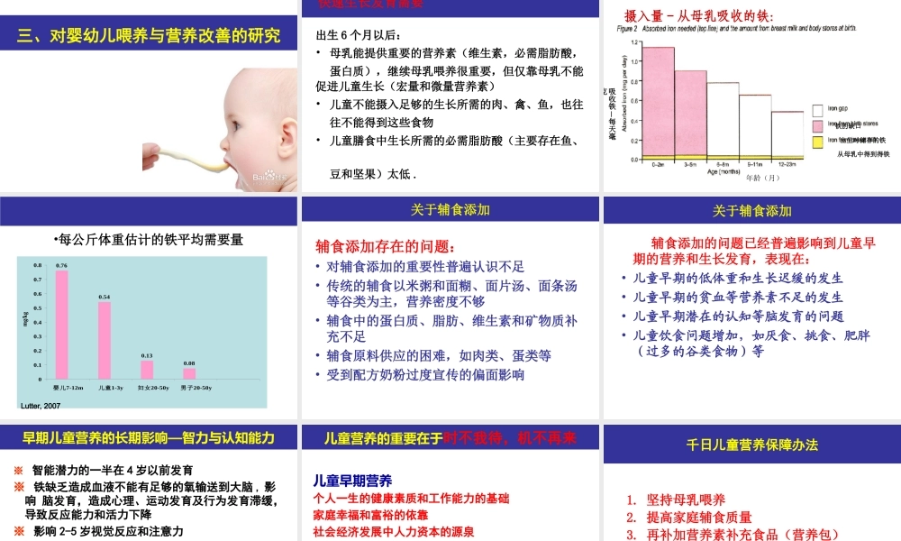 婴幼儿营养与喂养项目儿童早期营养与儿童健康.ppt