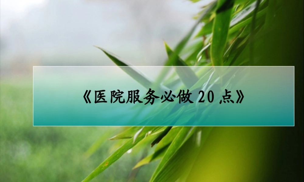 医院服务必做20点...ppt