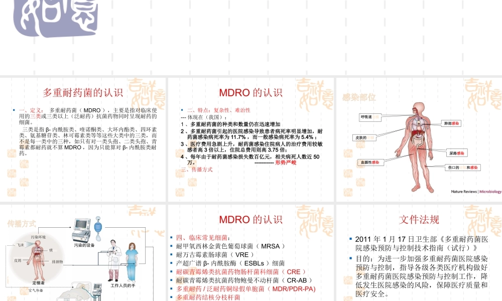 多重耐药菌的监测与制控资料.ppt