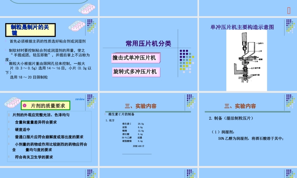 压片湿法制粒压片干法制粒压片湿法制粒压片的工艺流程主药辅料.ppt