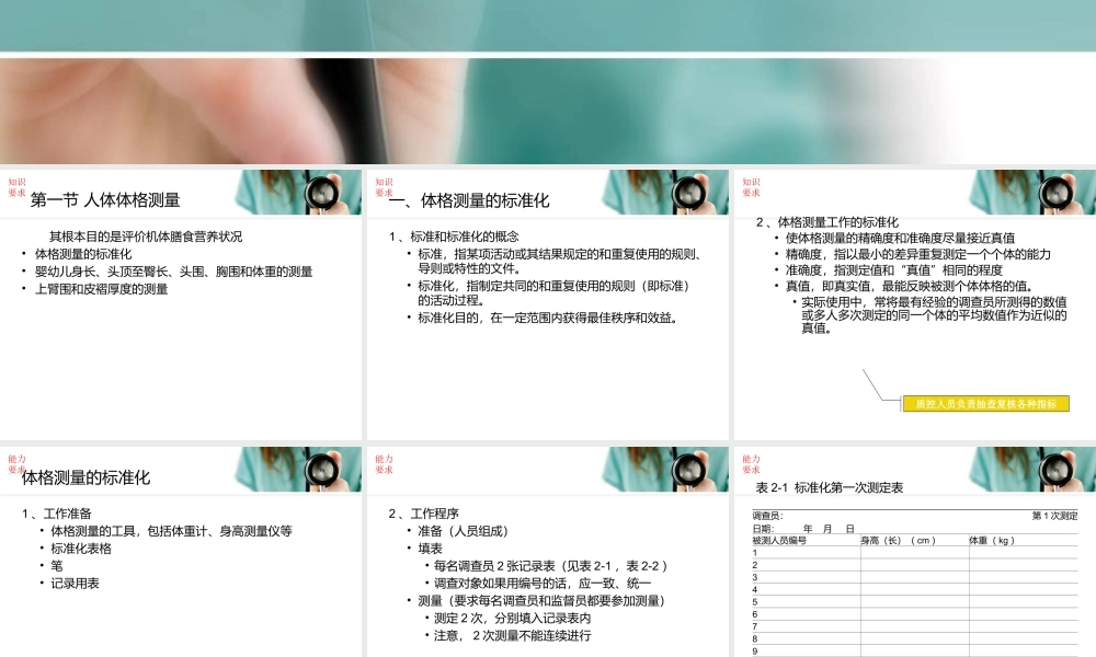 公共营养师(三级)技能第二章人体营养状况测定与评价资料.ppt