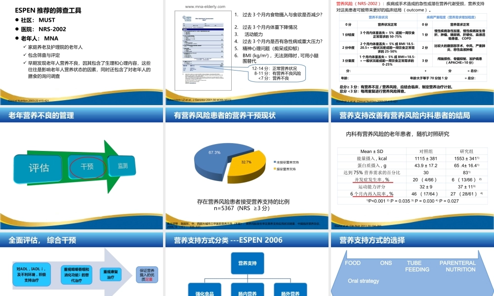 关注老年患者营养不良和ONS的合理应用.ppt